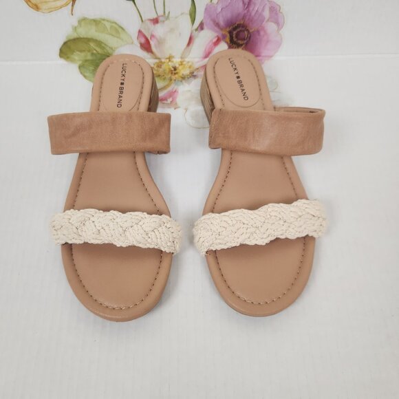 Lucky Brand Size 10M Razilla Leather Upper Neutral Tones Boho Women's Sandals - Picture 2 of 7
